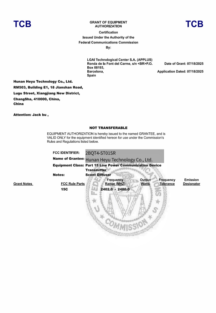 2BQT4-ST01LH - 1611142 TCB Form 731 Grant of Equipment Authorization